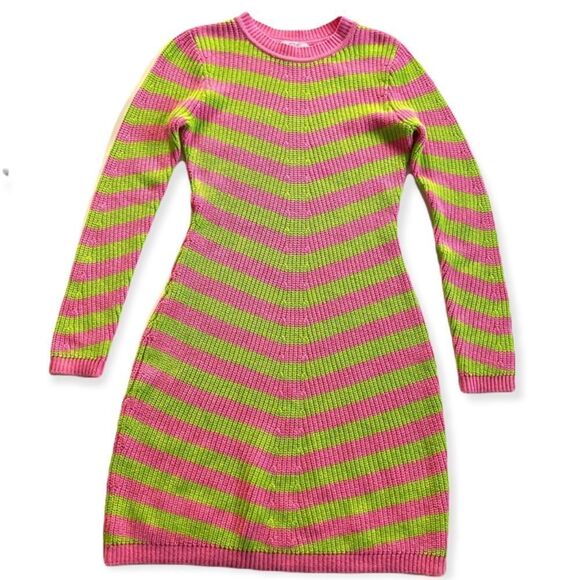 Victor Glemaud x Target Women’s Striped Long Sleeve Sweater Pink/Green Dress - Picture 5 of 7